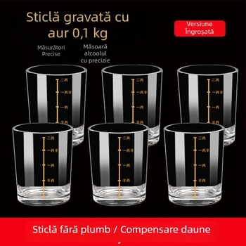 Set de pahare din cristal pentru băuturi spirtoase, cu suport din lemn, pentru uz casnic, cu scară de măsurare, ambalaj cadou