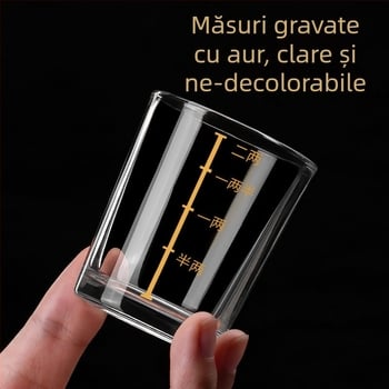 Set de pahare din cristal pentru băuturi spirtoase, cu suport din lemn, pentru uz casnic, cu scară de măsurare, ambalaj cadou