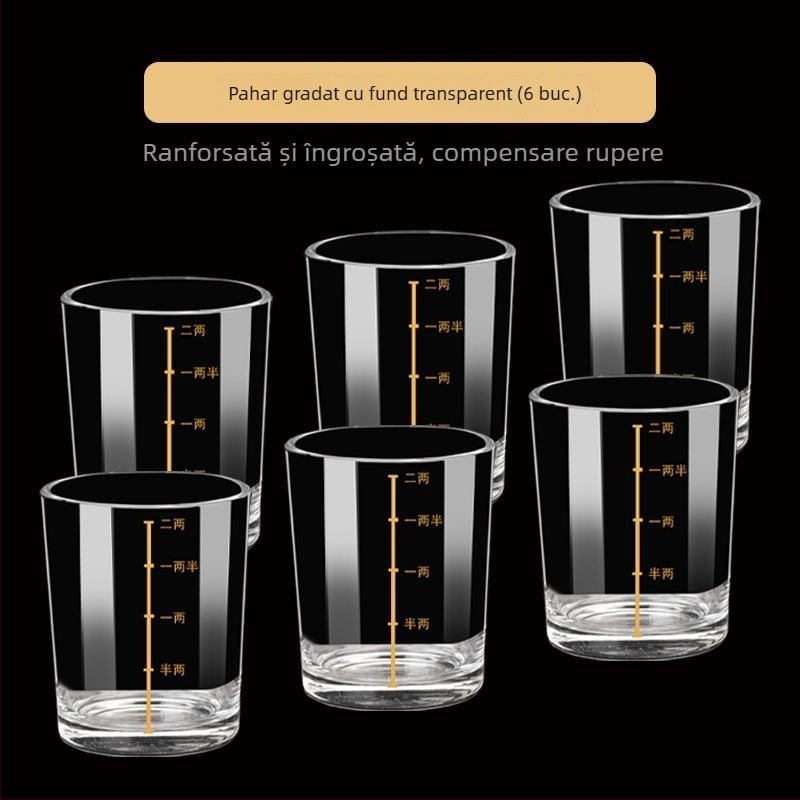 Set de pahare din cristal pentru băuturi spirtoase, cu suport din lemn, pentru uz casnic, cu scară de măsurare, ambalaj cadou