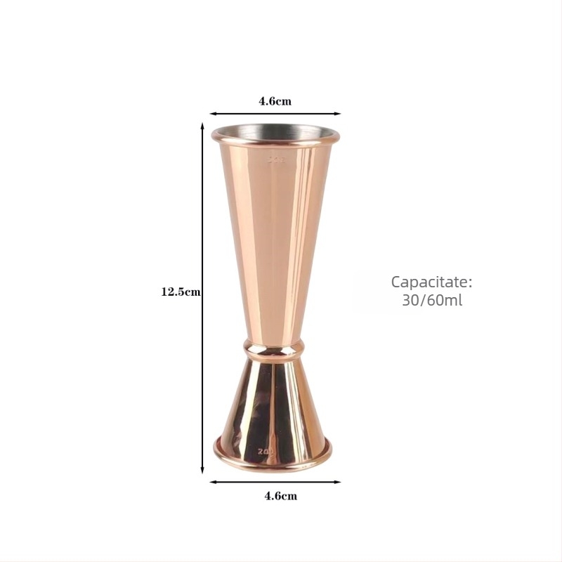 Măsurător pentru cocktail din oțel inoxidabil 304, cu două capete, scări 30/60 ml și margine îndoită în inel, pentru uncii