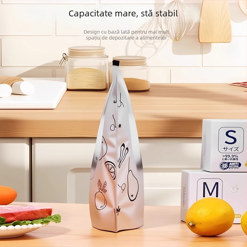Pungi din folie de aluminiu, pentru frigider și congelator, de calitate alimentară, depozitare în bucătărie și porcionare