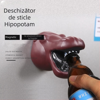Deschizător de sticle cu cap de animal — tigru și hipopotam, magnet pentru frigider
