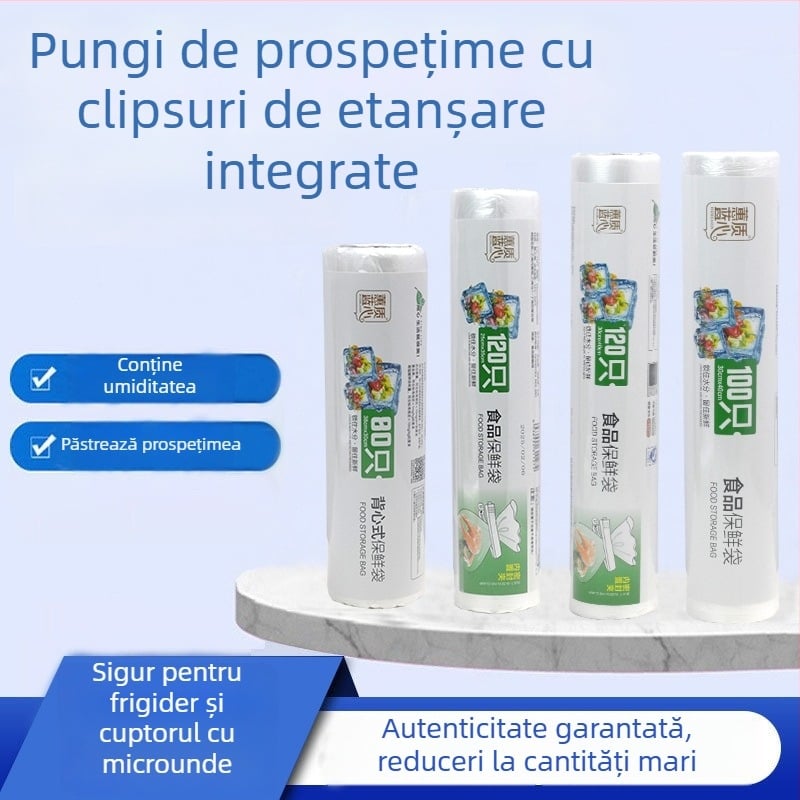 Pungi de păstrare a prospețimii cu inimă albastră, pungi din plastic alimentar pentru uz casnic, sigure pentru frigider și congelator, rezistente la temperaturi ridicate, îngroșate
