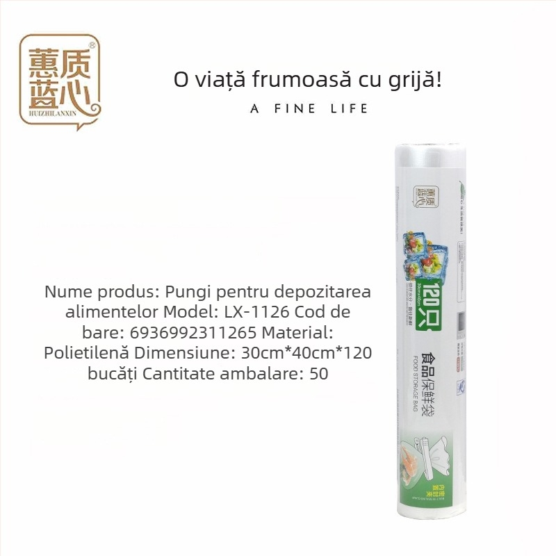 Pungi de păstrare a prospețimii cu inimă albastră, pungi din plastic alimentar pentru uz casnic, sigure pentru frigider și congelator, rezistente la temperaturi ridicate, îngroșate