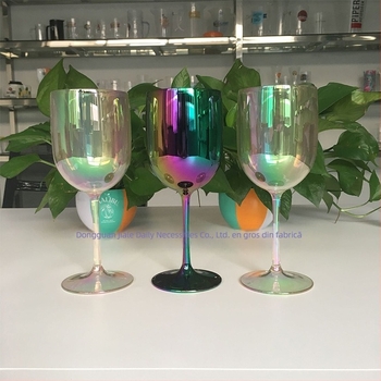 Pahar de vin Bordeaux din plastic, colorat, cu tija electroplacată, 401–500 ml