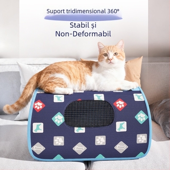 Geantă de transport din nylon pentru pisici și câini, carrier portabil, respirabil, cu curea pe umăr