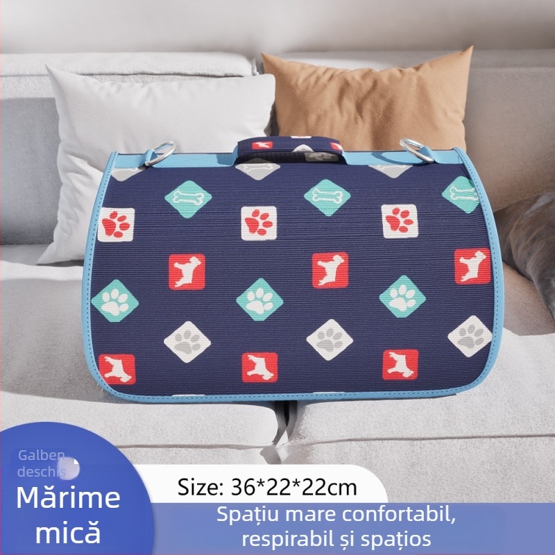 Geantă de transport din nylon pentru pisici și câini, carrier portabil, respirabil, cu curea pe umăr