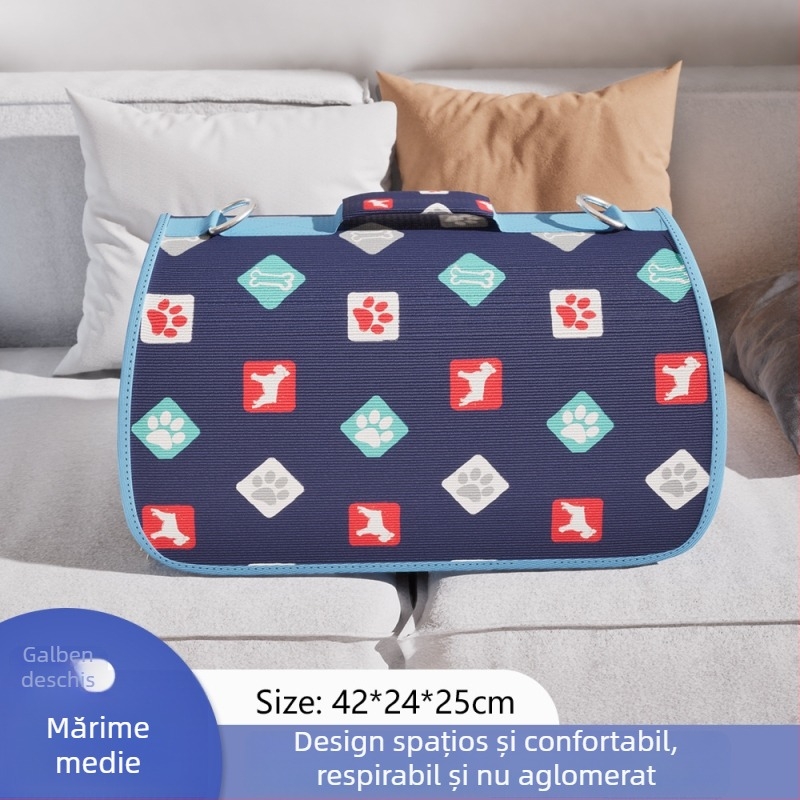Geantă de transport din nylon pentru pisici și câini, carrier portabil, respirabil, cu curea pe umăr