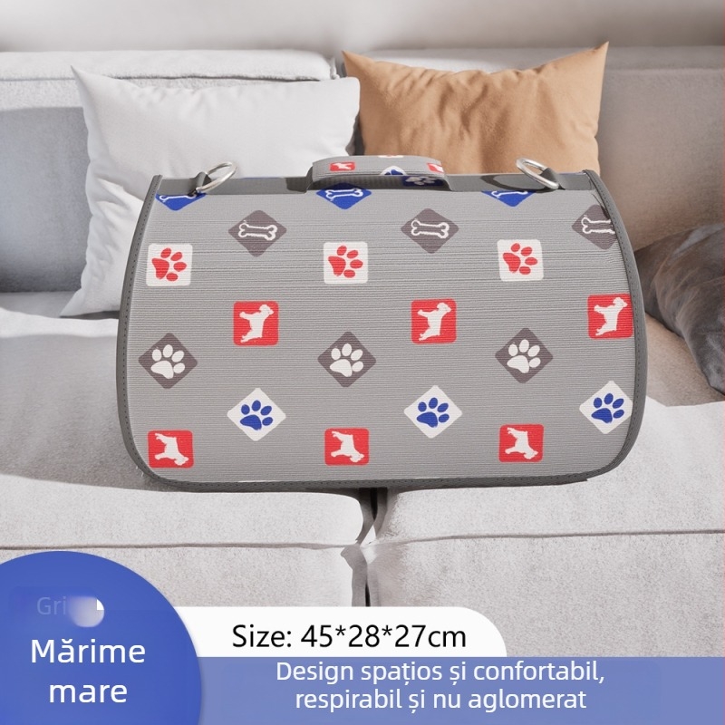 Geantă de transport din nylon pentru pisici și câini, carrier portabil, respirabil, cu curea pe umăr