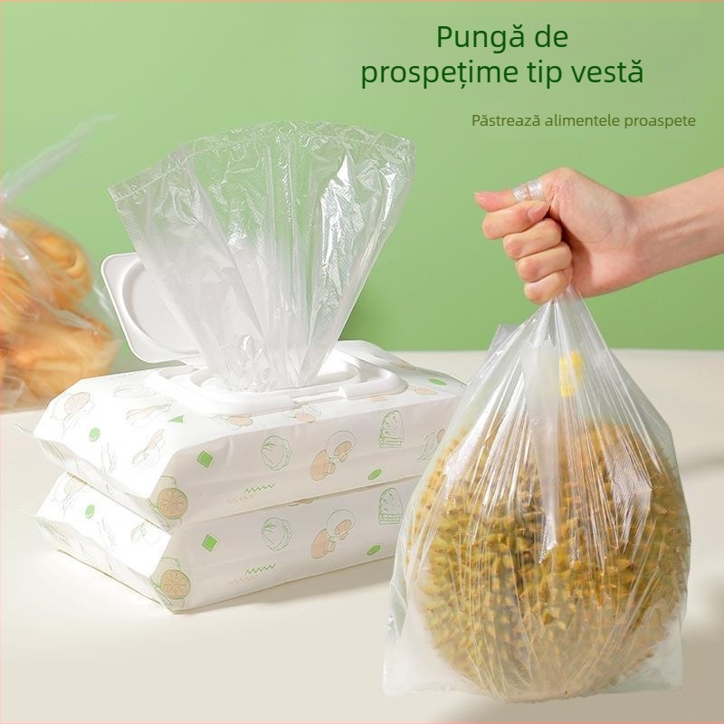 Set de pungi de conservare extractibile pentru uz casnic, pungi groase de unică folosință pentru bucătărie și frigider
