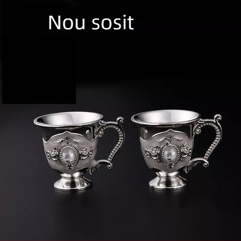 Set de băut din opt piese cu cană de argint pentru vin și pahare mici, stil clasic chinezesc, pentru uz casnic și cadou decorativ