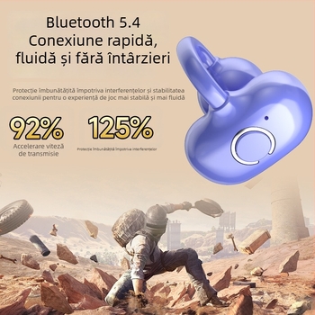 Căști sport cu clip Bluetooth 5.4, design semi-in-ear, confort pentru purtare îndelungată, stil clip, compatibile cu Android și iOS