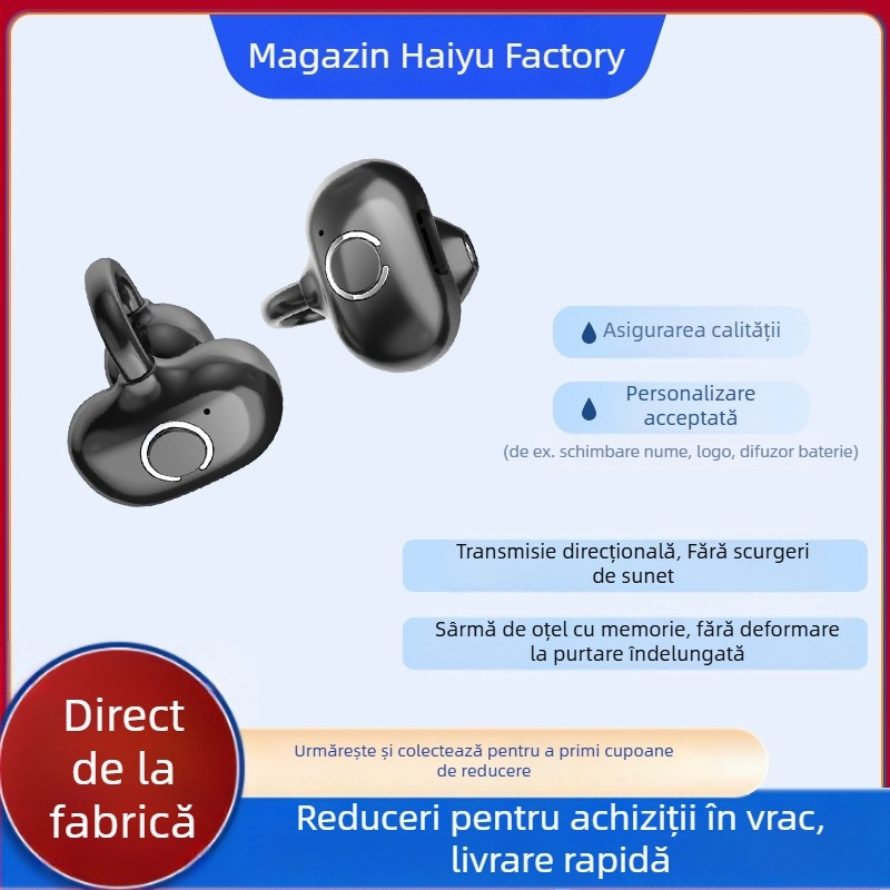 Căști sport cu clip Bluetooth 5.4, design semi-in-ear, confort pentru purtare îndelungată, stil clip, compatibile cu Android și iOS