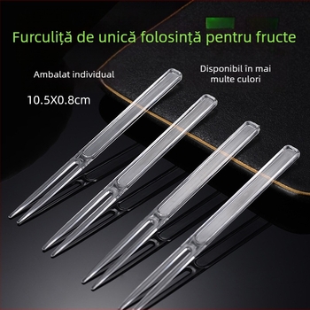 Furculițe de fructe din plastic, de unică folosință, transparente negre, ambalate individual, grad alimentar, 1000 bucăți