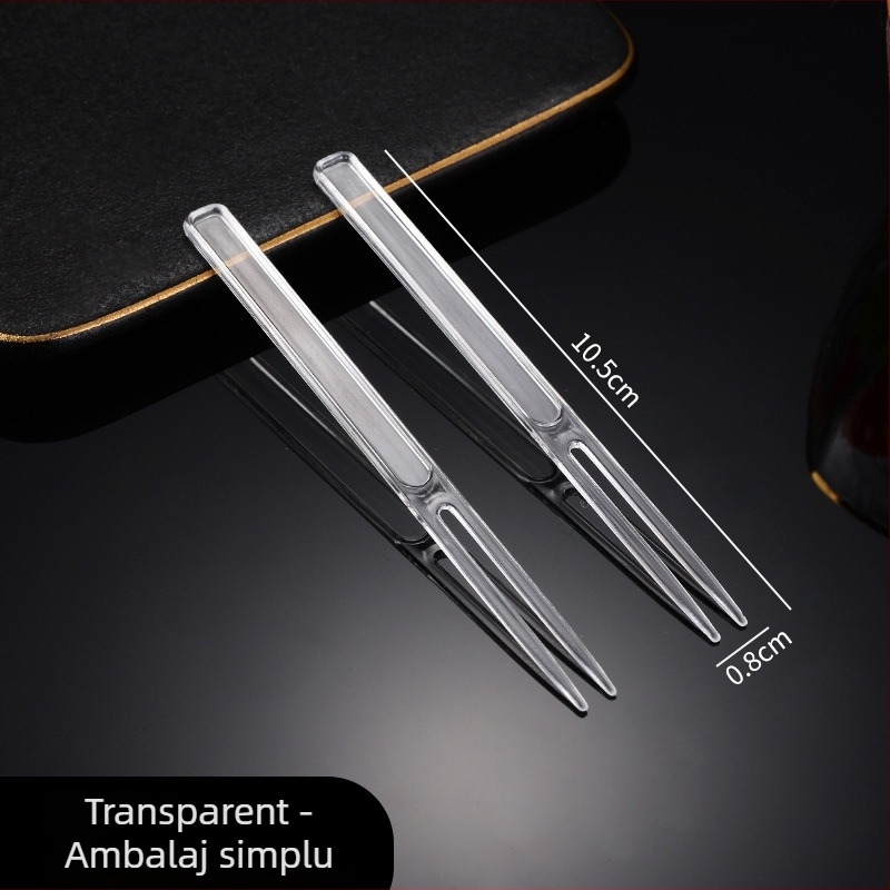 Furculițe de fructe din plastic, de unică folosință, transparente negre, ambalate individual, grad alimentar, 1000 bucăți