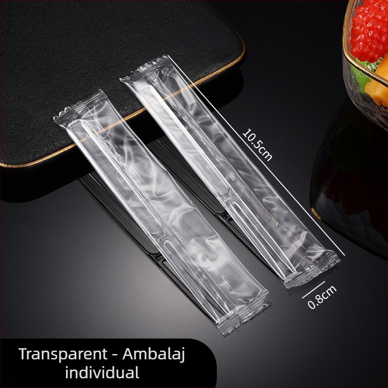 Furculițe de fructe din plastic, de unică folosință, transparente negre, ambalate individual, grad alimentar, 1000 bucăți