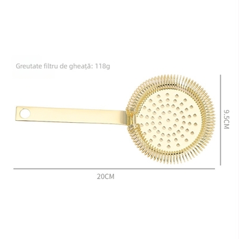 Strainer pentru gheață din oțel inoxidabil, pentru cocktailuri, destinat barului și amestecării