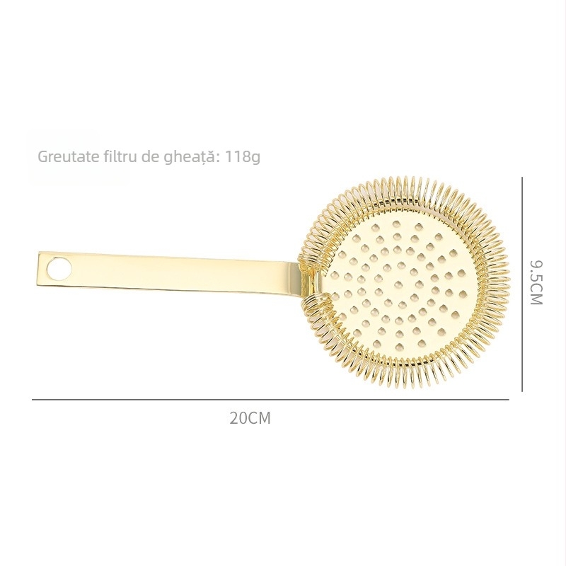 Strainer pentru gheață din oțel inoxidabil, pentru cocktailuri, destinat barului și amestecării