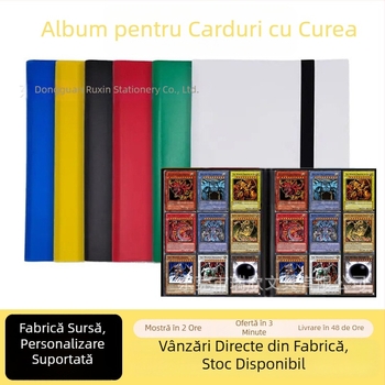 Album de carduri cu nouă buzunare și curea, potrivit pentru cărți Pokémon și colecții de personaje din desene animate și jocuri.