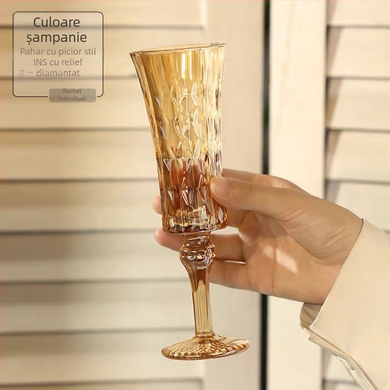 Pahar de șampanie în stil franțuzesc, pahar de vin roșu de înaltă calitate, design retro inspirat de palat pentru uz casnic