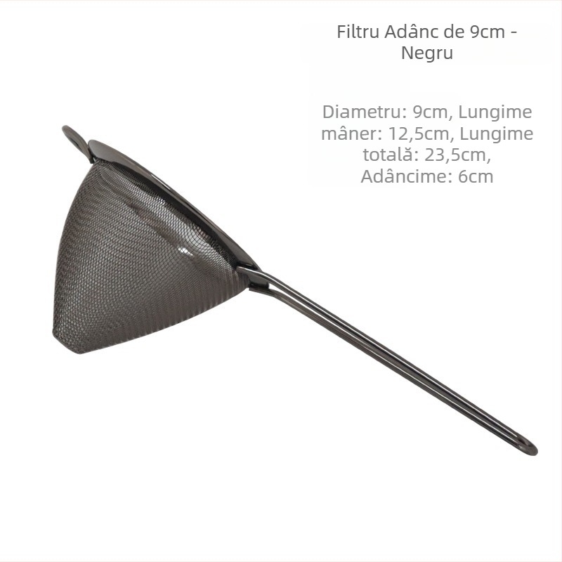 Filtru de cocktail în stil japonez, cu două straturi, conic, cu plasă rotundă și lingură filtrantă