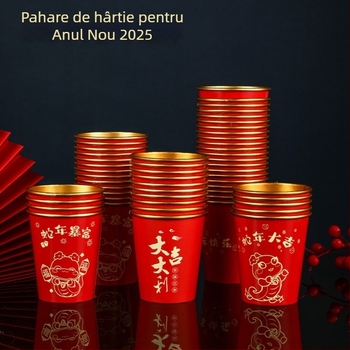 Anul Șarpelui – pahar de hârtie cu folie de aur, unică folosință, 201–300 ml