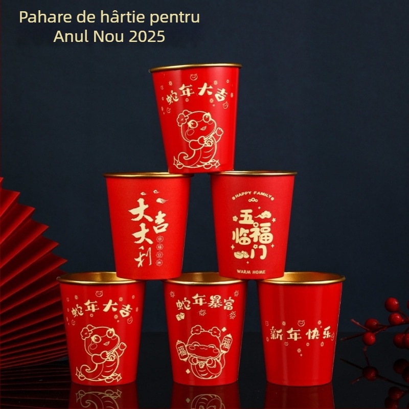 Anul Șarpelui – pahar de hârtie cu folie de aur, unică folosință, 201–300 ml