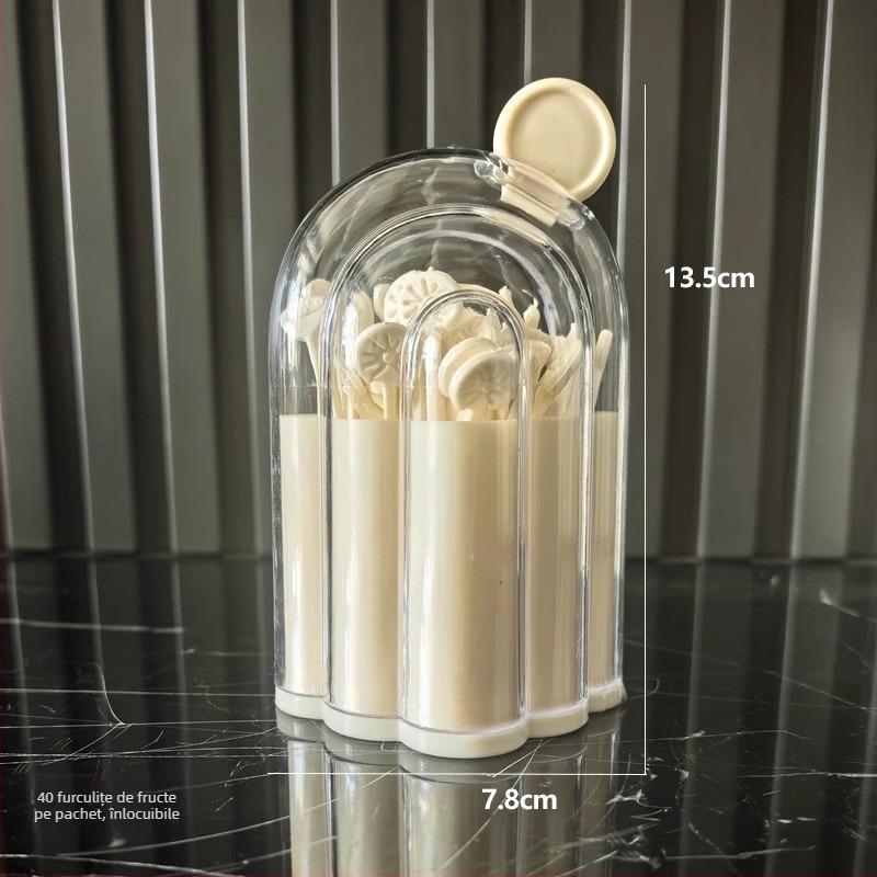 Set de furculițe din plastic de unică folosință, cu două dinți, pentru fructe, prăjituri și deserturi