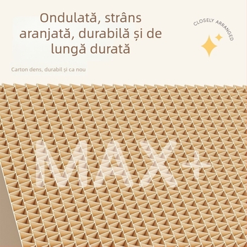 Combo mare: placă pătrată pentru zgâriere și pat pentru pisici, din carton ondulat durabil, rezistent la zgârieturi și emisii reduse de fibre
