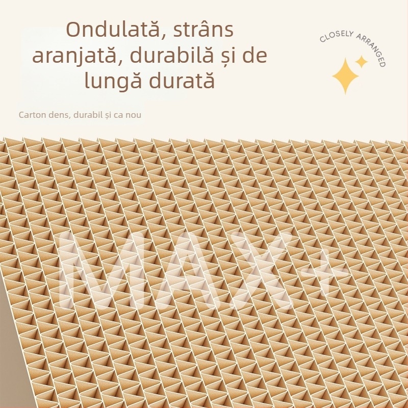 Combo mare: placă pătrată pentru zgâriere și pat pentru pisici, din carton ondulat durabil, rezistent la zgârieturi și emisii reduse de fibre