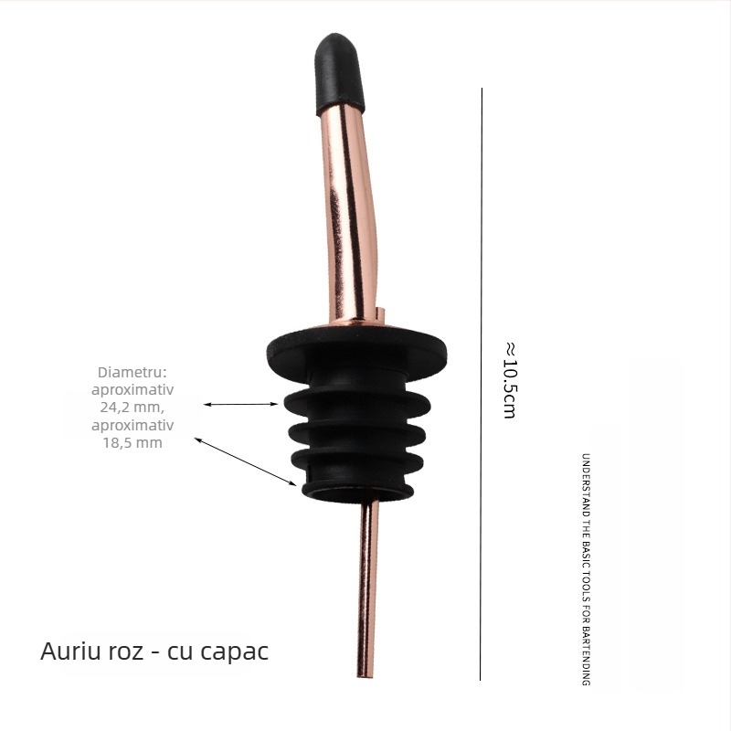 Distribuitor din oțel inoxidabil cu flux reglabil; turnător pentru vin și ulei, dop de sticlă și dop pentru cocktail