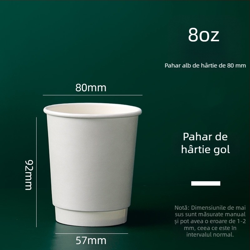 Cupe de hârtie cu logo personalizat pentru băuturi calde și reci, izolație cu pereți dubli, rezistență la temperaturi înalte, 601–700 ml, pachet de 1000 bucăți