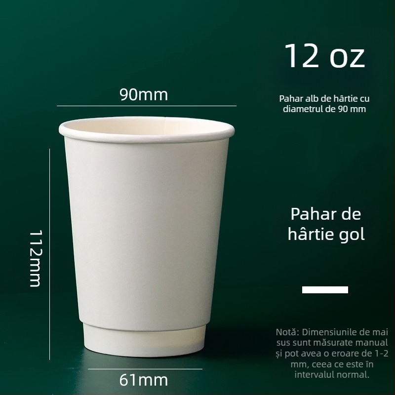 Cupe de hârtie cu logo personalizat pentru băuturi calde și reci, izolație cu pereți dubli, rezistență la temperaturi înalte, 601–700 ml, pachet de 1000 bucăți