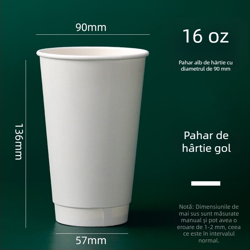 Cupe de hârtie cu logo personalizat pentru băuturi calde și reci, izolație cu pereți dubli, rezistență la temperaturi înalte, 601–700 ml, pachet de 1000 bucăți