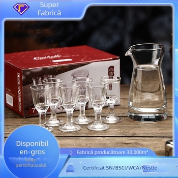 Set din sticlă pentru băuturi spirtoase: 1 decantator și 6 pahare, mai multe stiluri disponibile, capacitate 100 ml