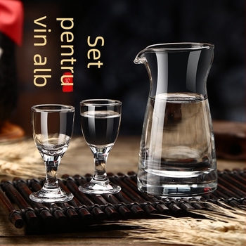 Set din sticlă pentru băuturi spirtoase: 1 decantator și 6 pahare, mai multe stiluri disponibile, capacitate 100 ml