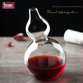 Decantor din sticlă, în formă de dovleac, turnat manual, 1000 ml+