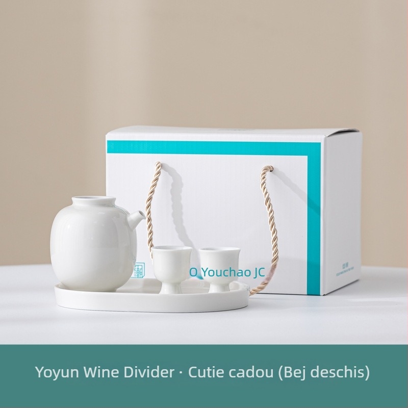 Set mini ceramic pentru băuturi, cu o oală și două pahare, dozator de băuturi și pahare pentru împărțire
