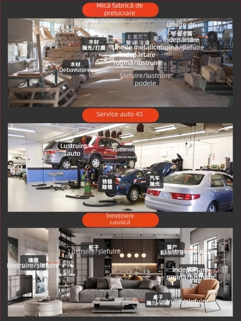 Polizor pneumatic, compact, pentru șlefuire uscată cu șmirguri, calitate industrială, polisare rapidă și aplicare de ceară pentru autovehicule, aspirator de praf