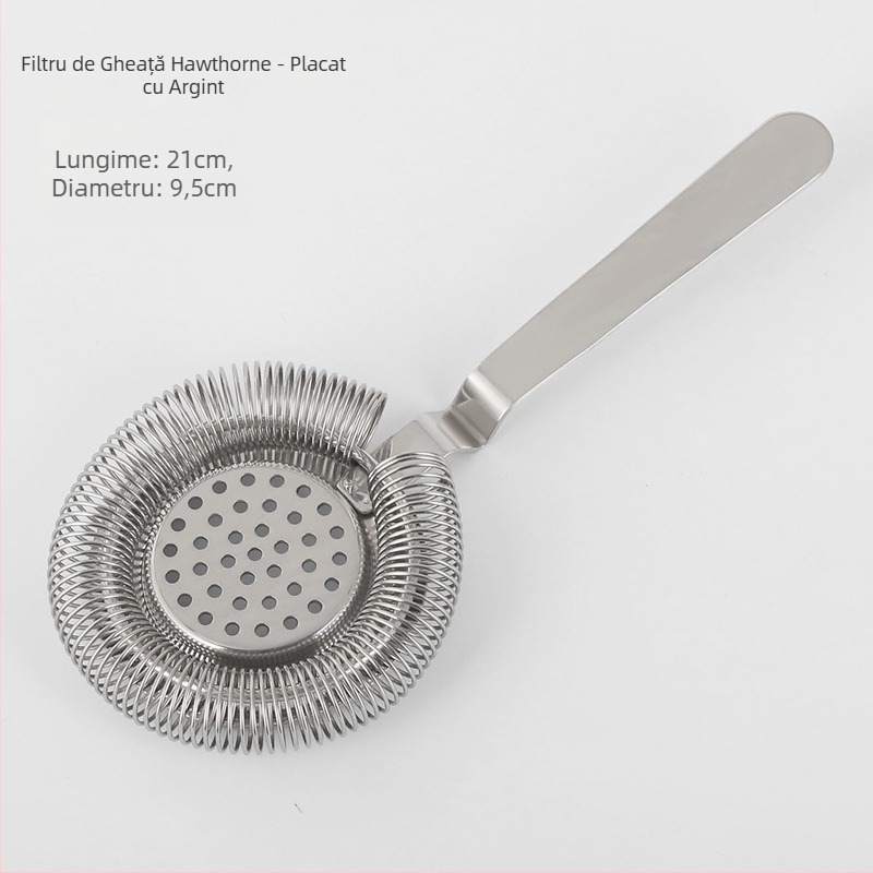 Filtru Hawthorne pentru cocktail din oțel inoxidabil, design îndoit, bar