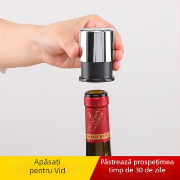 Stopper de vin din oțel inoxidabil – etanșare prin apăsare, universal pentru vin, anti scurgere, păstrarea prospețimii