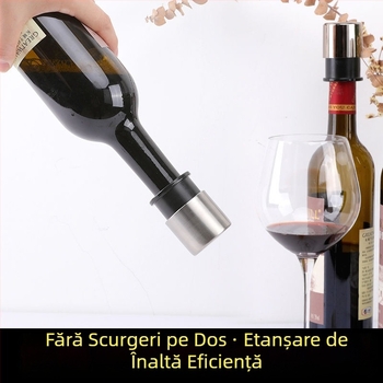 Stopper de vin din oțel inoxidabil – etanșare prin apăsare, universal pentru vin, anti scurgere, păstrarea prospețimii