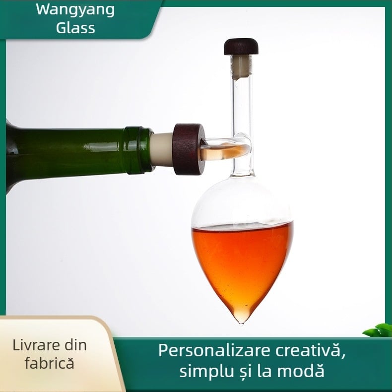 Decantor din sticlă transparent, în formă de piersică, pentru vin roșu și whiskey, portabil, turnare rapidă, design sferic