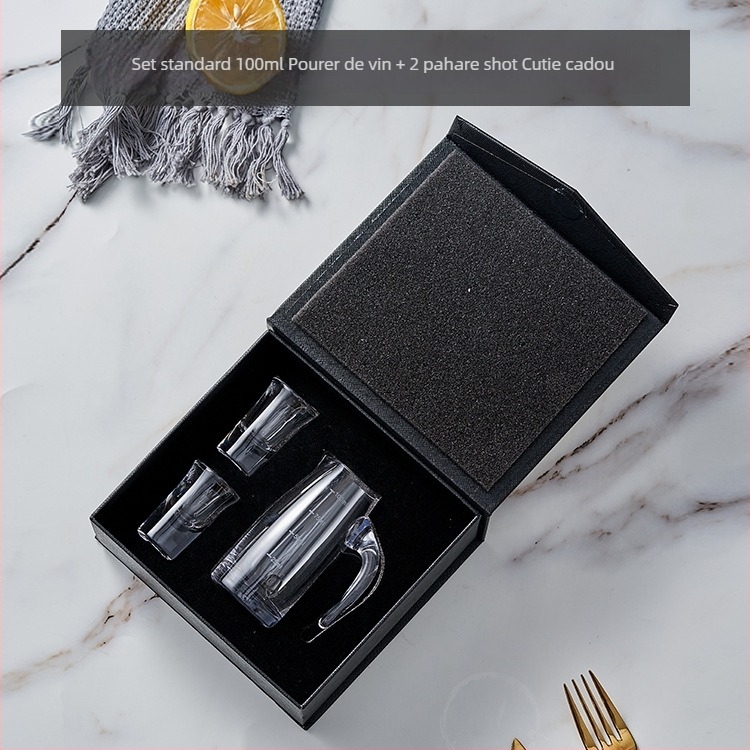 Set cadou din cristal Baijiu cu decantor și două pahare, logo imprimat