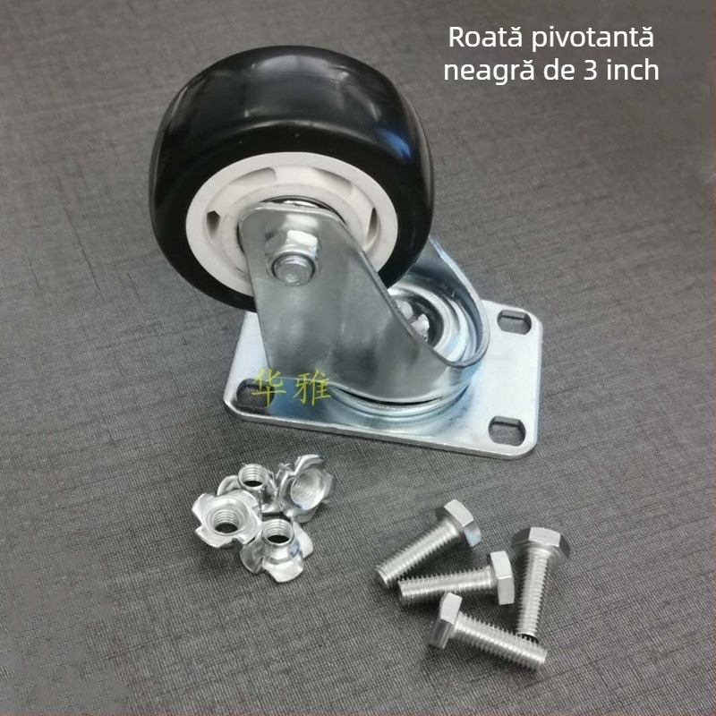 Roti universale din poliuretan cu rulmenți dubli, 2,3 sau 4 inch, pentru carcase de transport echipament