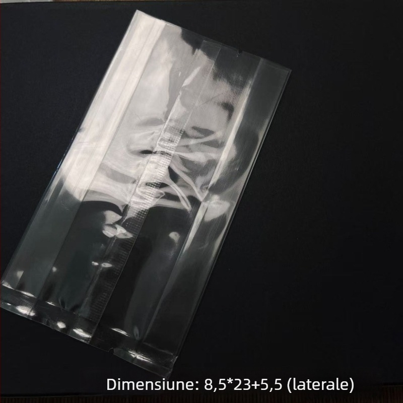 Pungă transparentă cu gât lateral pentru ambalare la copt, sigilare în stil acordeon; pungă lateral sigilată pentru biscuiți; pungă de patiserie cu gălbenuș de ou