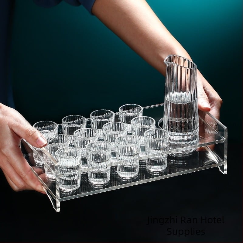 Set de pahare de vin din cristal cu model vertical, include un pahar mic de vin și un dispozitiv de turnare pentru uz casnic