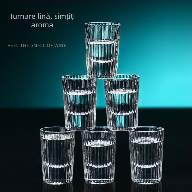 Set de pahare de vin din cristal cu model vertical, include un pahar mic de vin și un dispozitiv de turnare pentru uz casnic