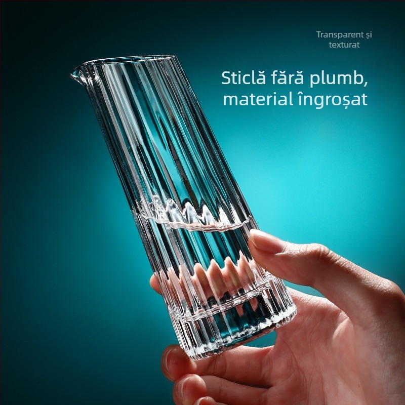 Set de pahare de vin din cristal cu model vertical, include un pahar mic de vin și un dispozitiv de turnare pentru uz casnic