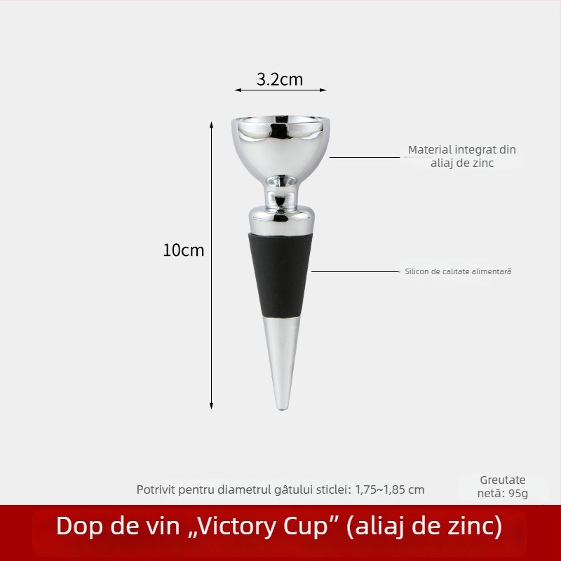 Set dopuri vin din aliaj de zinc (4 piese) cu suport – dopuri pentru sticle și capac etanș